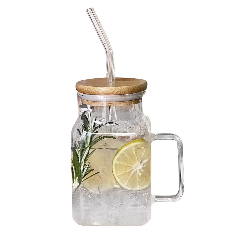 Bean Hopper Lid - Glass Mason Jar with Straw Cup