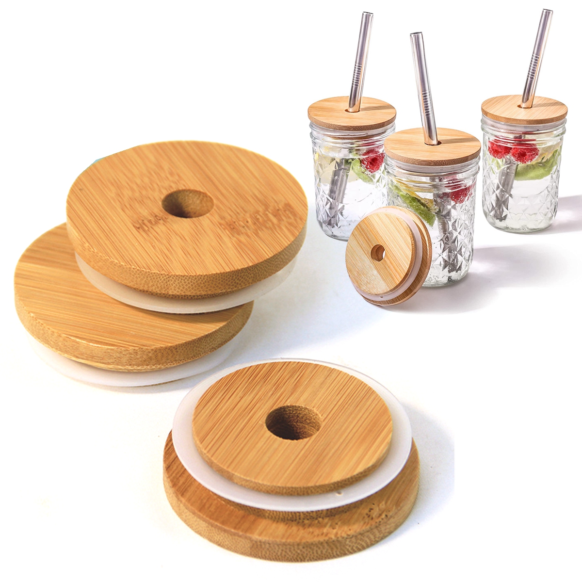 Bean Hopper Lid - 62/68/70/86mm Reusable Bamboo Wood Lids for