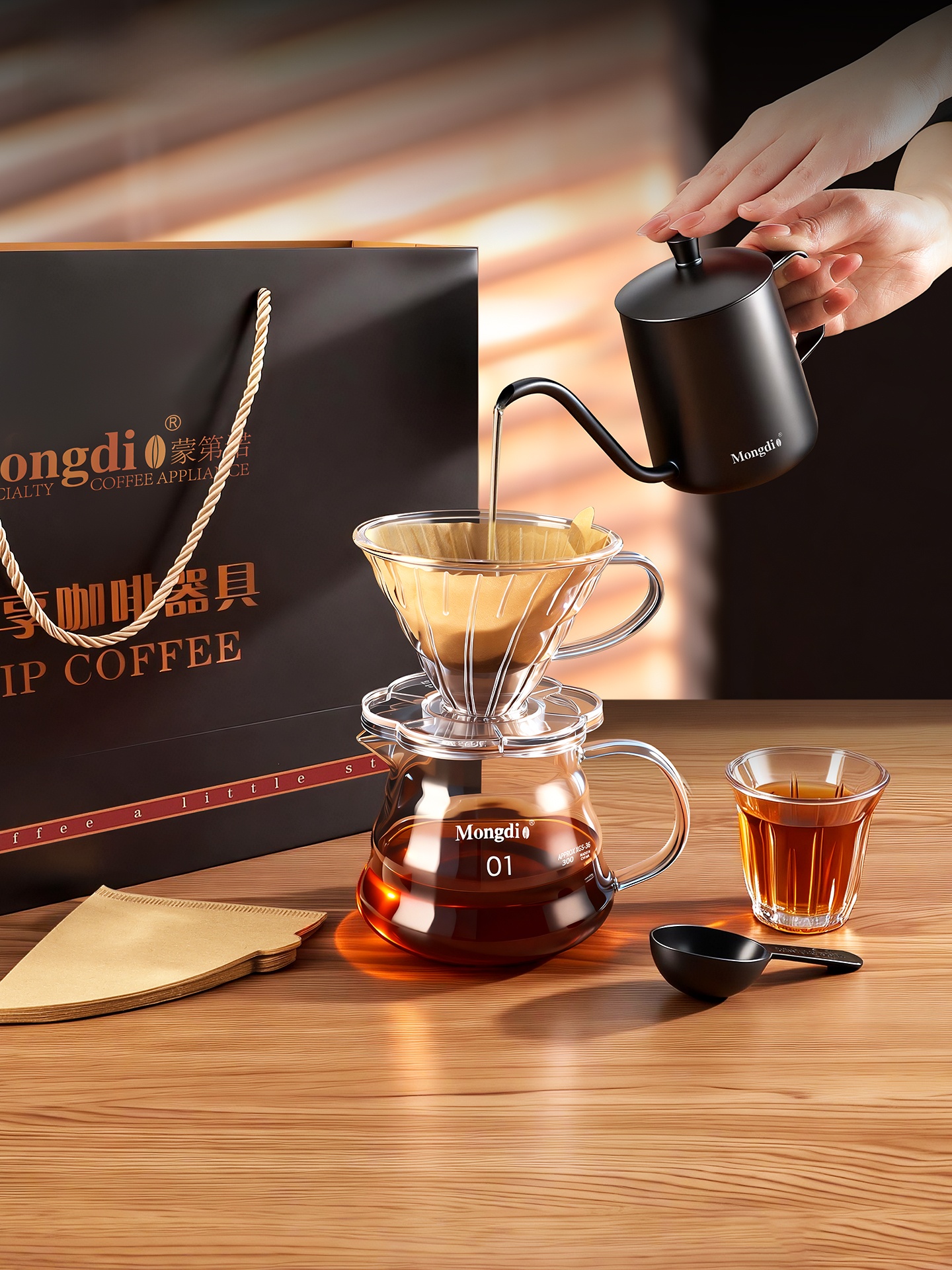 Hand-Poured Coffee Pot Set Gif - Coffee Equipment Gift Set incelemesi ve fiyatı