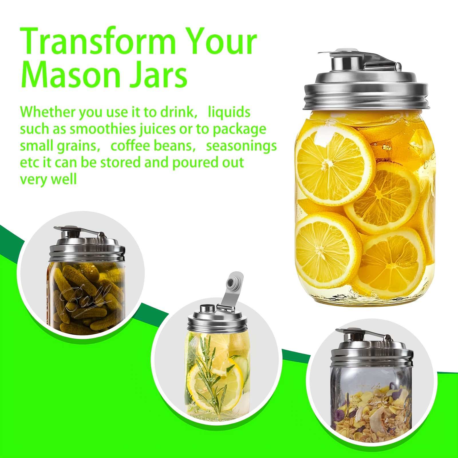 1/2Pack Wide Mouth Mason Jar S - Bean Hopper Lid incelemesi ve fiyatı